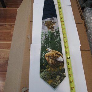 "Morning Ascent" bald eagle tie 100% silk 1B